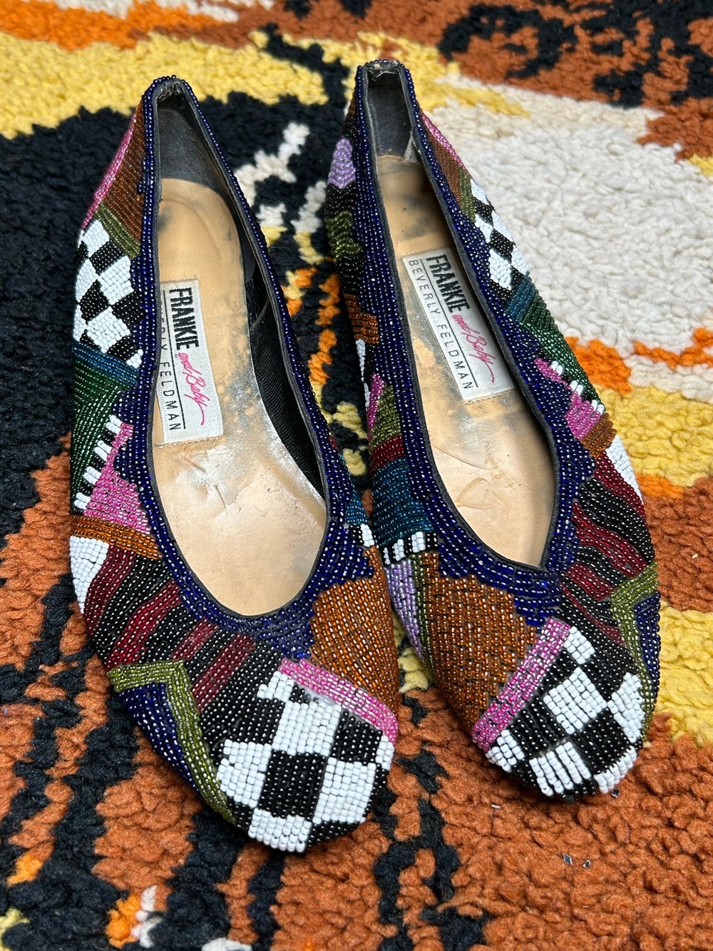 Killer, VINTAGE , FRANKIE AND BABY beaded flats!!